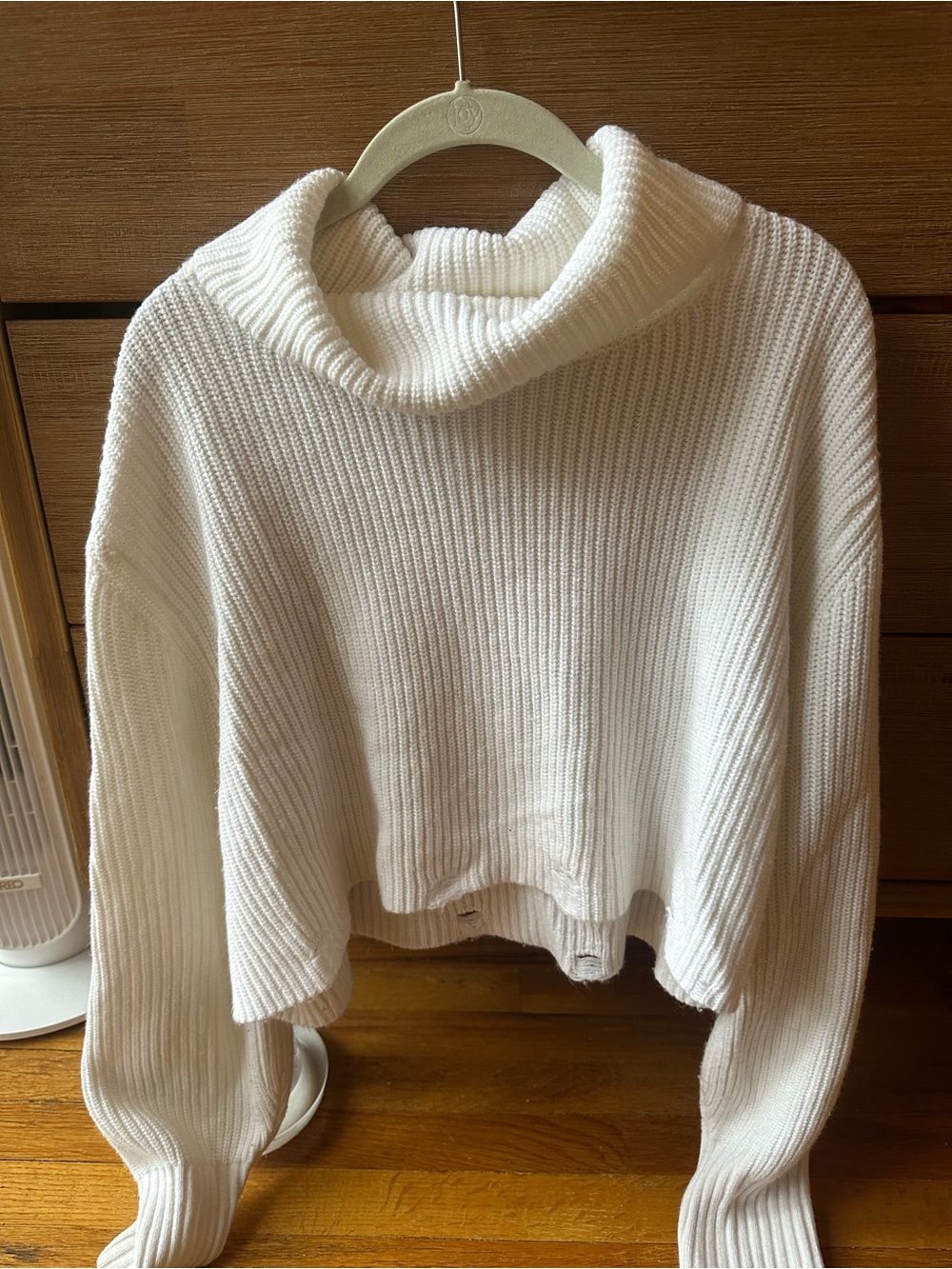 White Ribbed Turtleneck Sweater